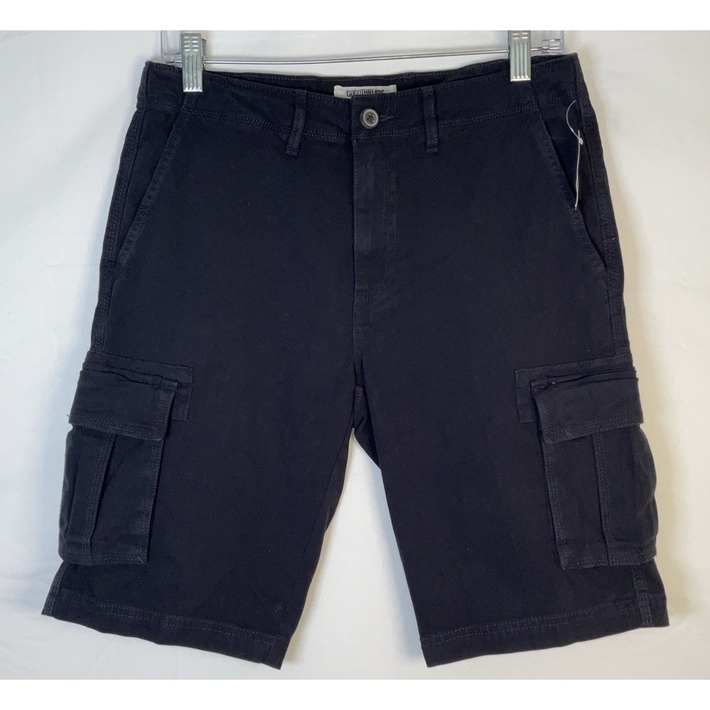 NWT Men's Goodthreads Slim Fit Flat Front Stretch Cargo Shorts Navy 29" X 11"